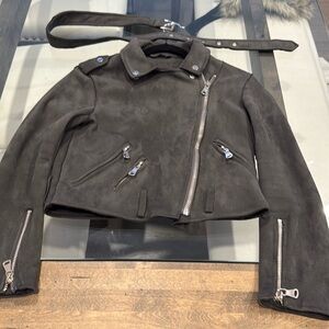 Suede motorcycle jacket